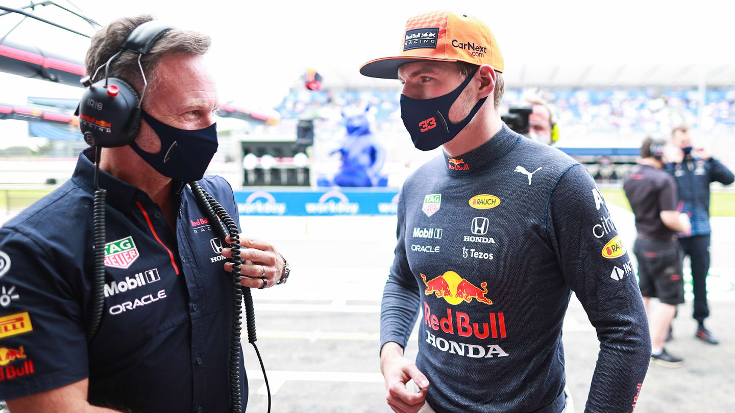 LE CASTELLET, FRANCE - JUNE 19: Red Bull Racing Team Principal Christian Horner talks with Max
