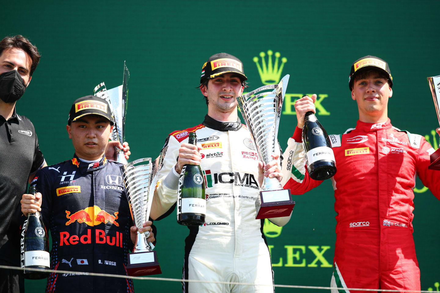 BUDAPEST, HUNGARY - JULY 31: Race winner Lorenzo Colombo of Italy and Campos Racing, second placed