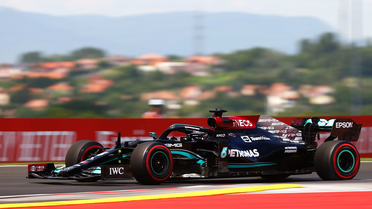 BUDAPEST, HUNGARY - JULY 31: Lewis Hamilton of Great Britain driving the (44) Mercedes AMG Petronas