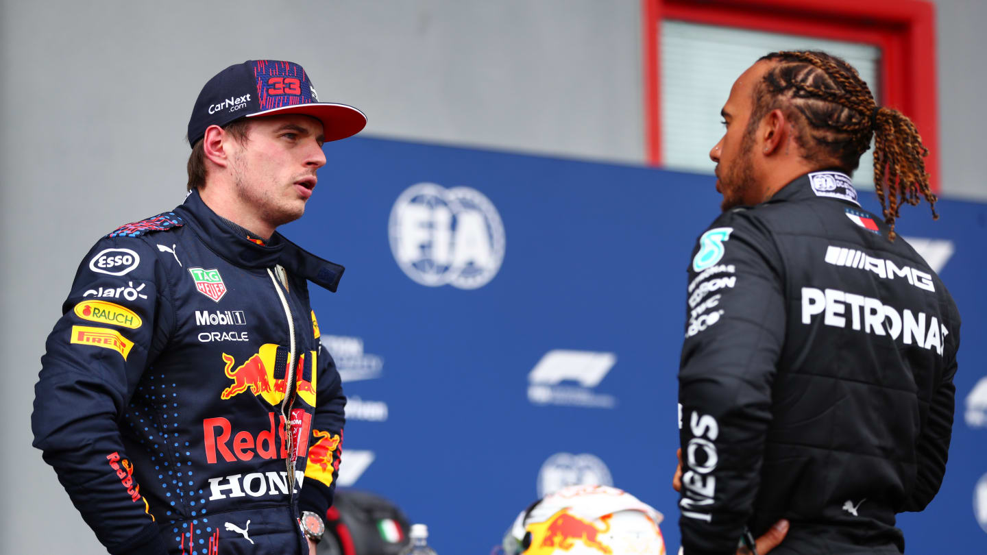 IMOLA, ITALY - APRIL 17: Third place qualifier Max Verstappen of Netherlands and Red Bull Racing