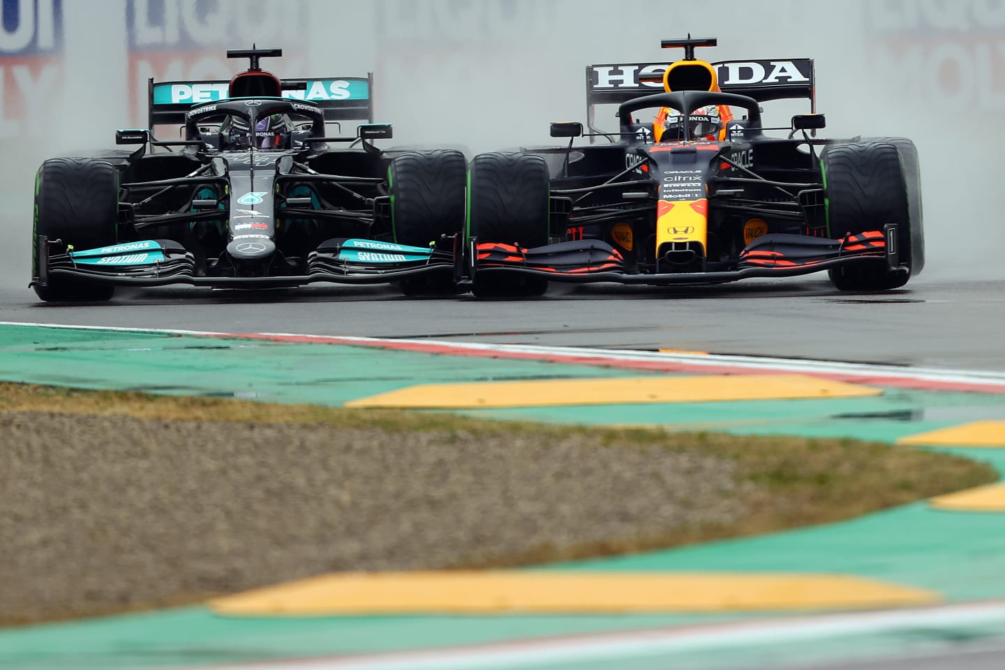 IMOLA, ITALY - APRIL 18: Max Verstappen of the Netherlands driving the (33) Red Bull Racing RB16B