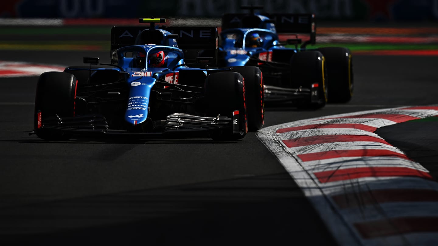 MEXICO CITY, MEXICO - NOVEMBER 06: Esteban Ocon of France driving the (31) Alpine A521 Renault