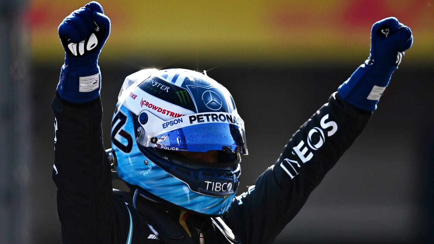 MEXICO CITY, MEXICO - NOVEMBER 06: Pole position qualifier Valtteri Bottas of Finland and Mercedes