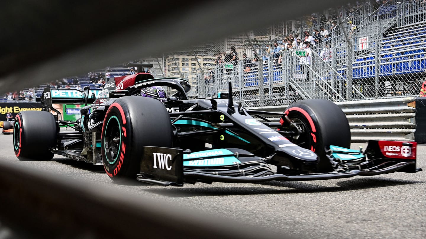 Mercedes' British driver Lewis Hamilton drives during the qualifying session at the Monaco street
