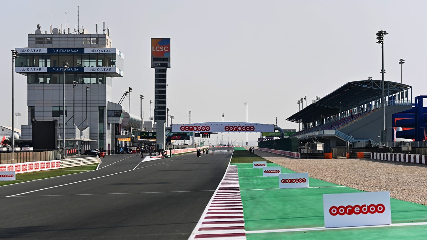 DOHA, QATAR - NOVEMBER 18: A general view of the start finish straight during previews ahead of the