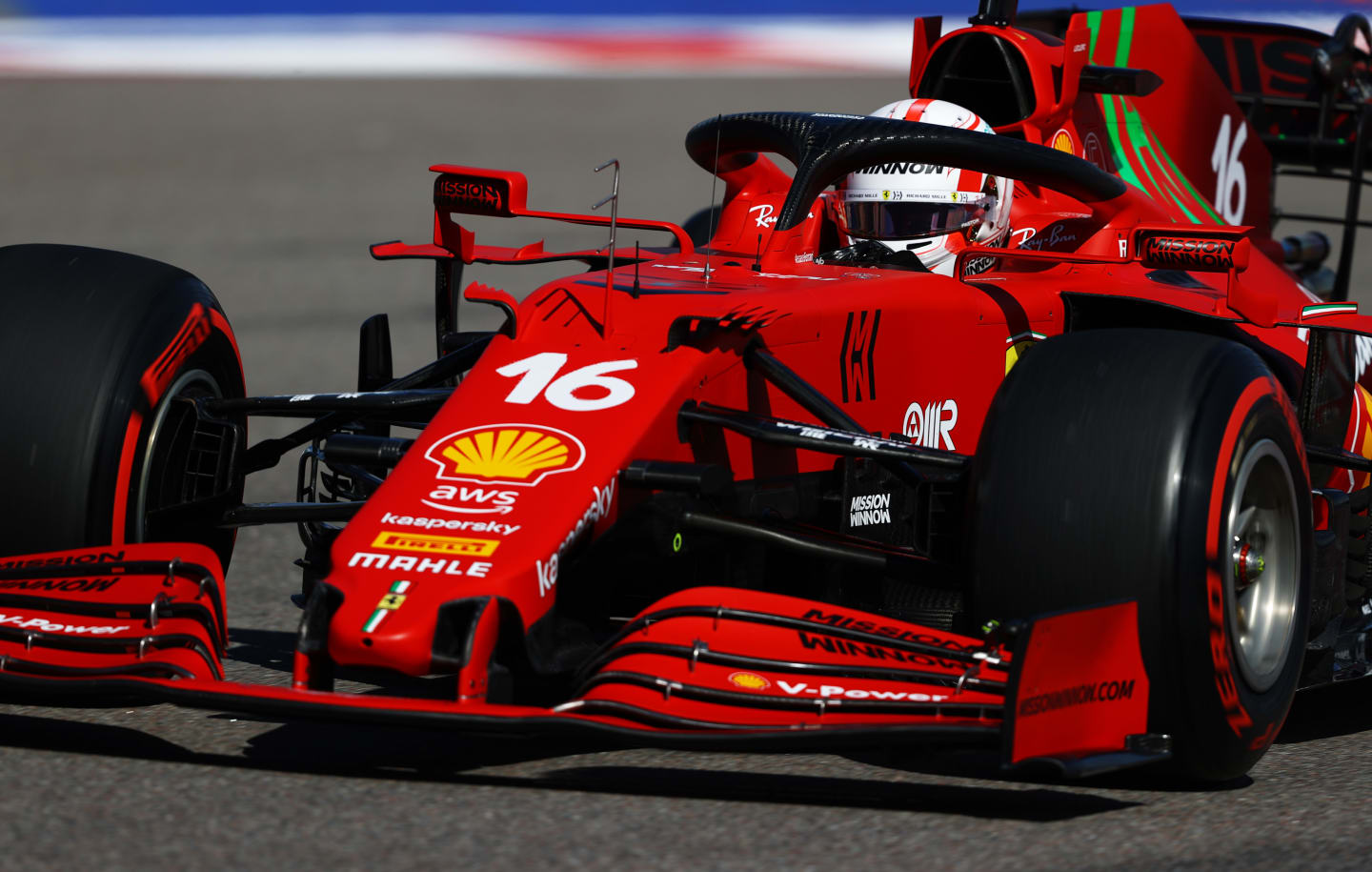 SOCHI, RUSSIA - SEPTEMBER 24: Charles Leclerc of Monaco driving the (16) Scuderia Ferrari SF21
