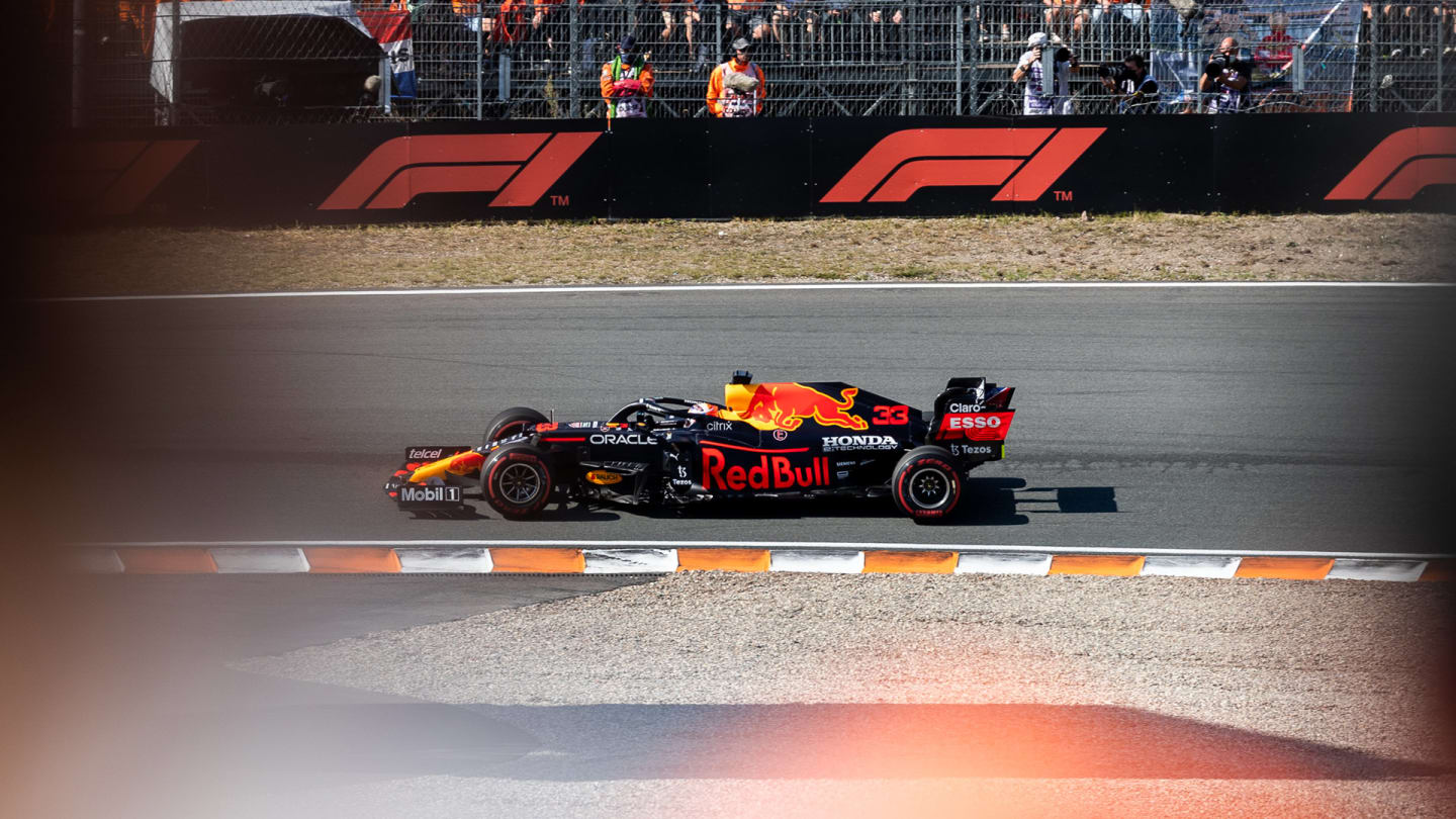 ZANDVOORT, NETHERLANDS - SEPTEMBER 05: Fans watch Max Verstappen of the Netherlands driving the