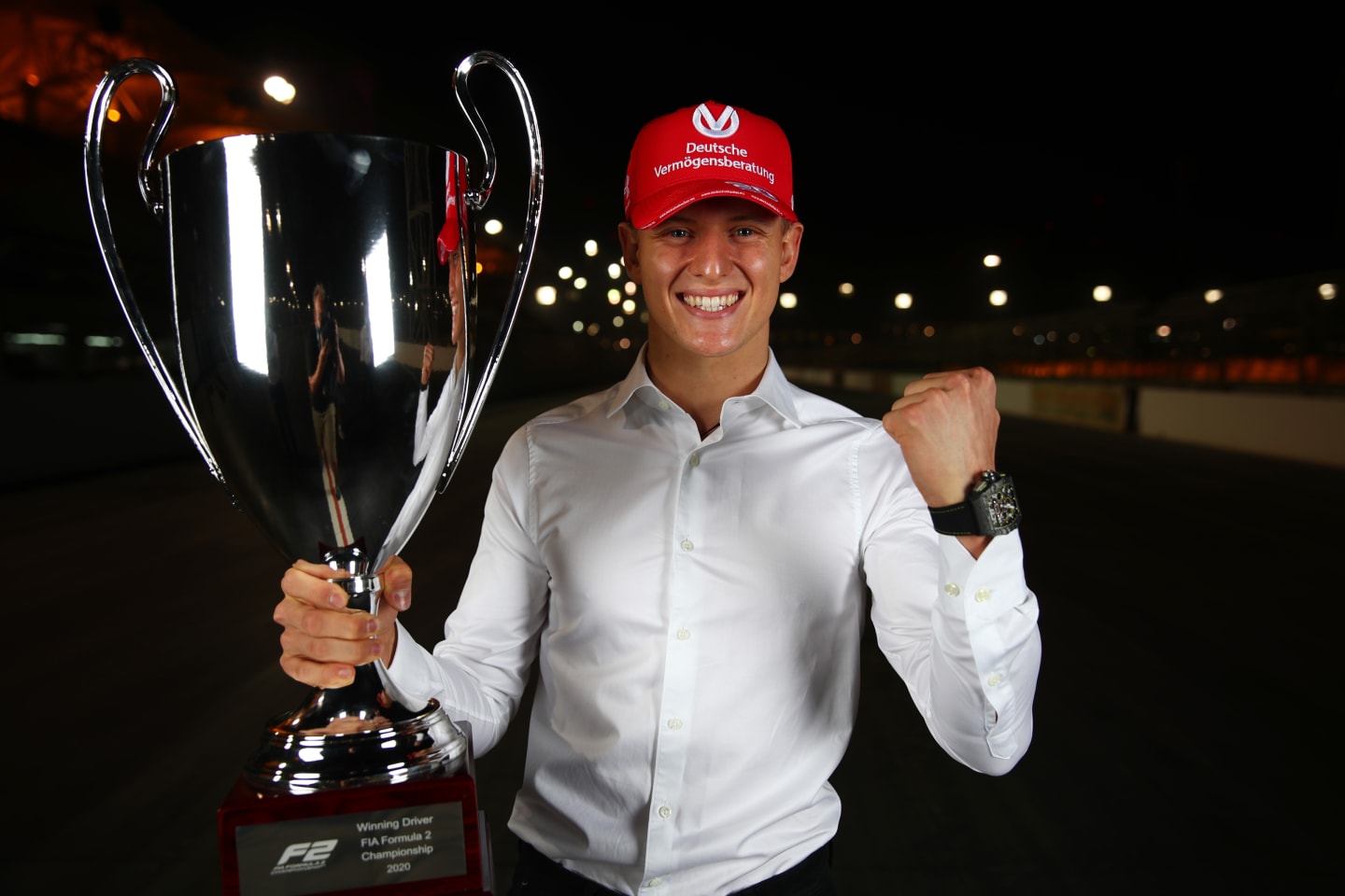 BAHRAIN, BAHRAIN - DECEMBER 06: 2020 F2 Champion Mick Schumacher of Germany and Prema Racing poses
