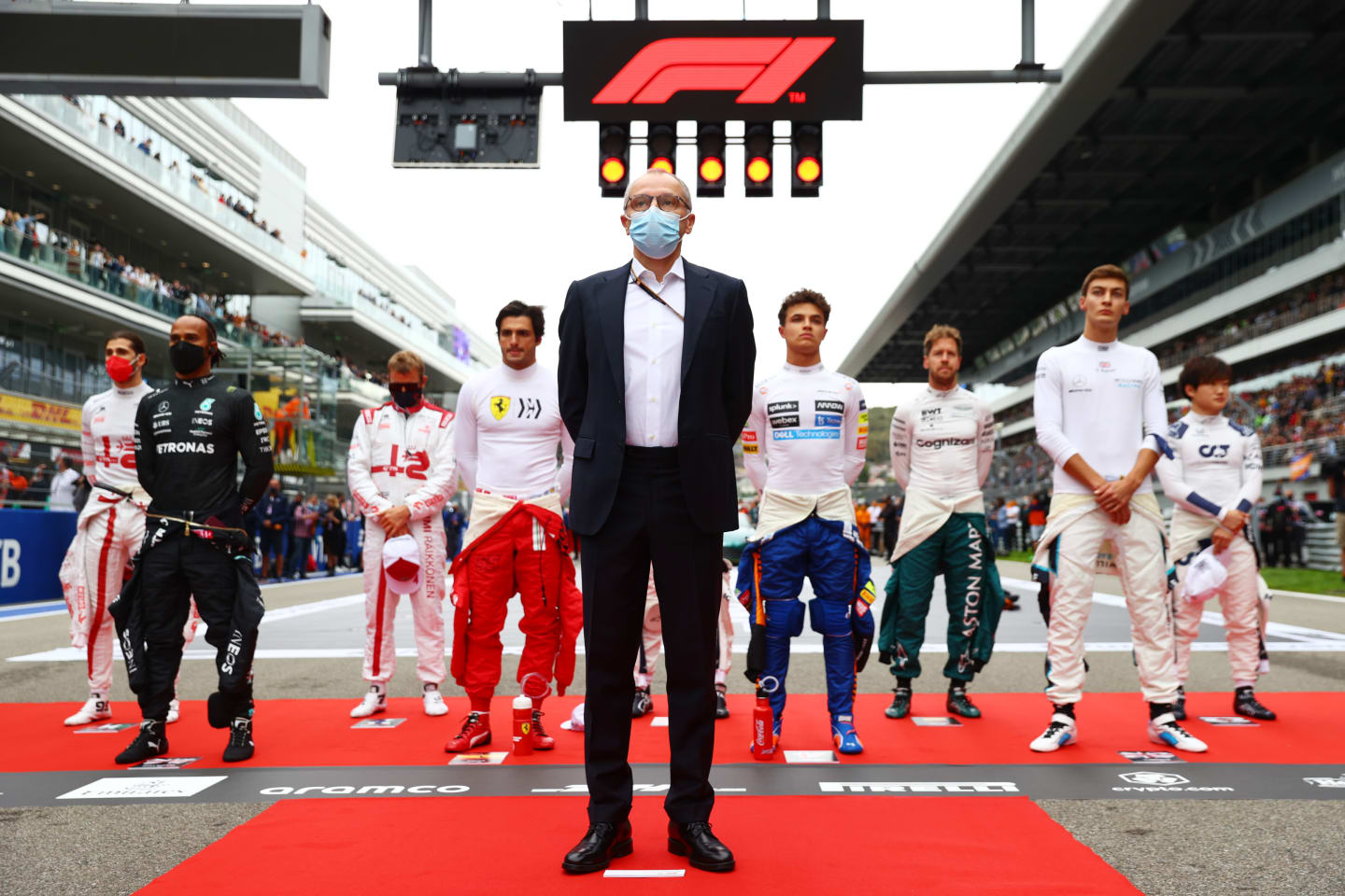 SOCHI, RUSSIA - SEPTEMBER 26: Stefano Domenicali, CEO of the Formula One Group, stands for the