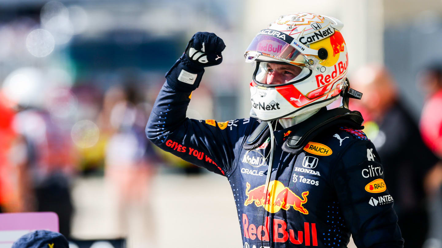 AUSTIN, TEXAS - OCTOBER 24: Max Verstappen of Red Bull Racing and The Netherlands celebrates