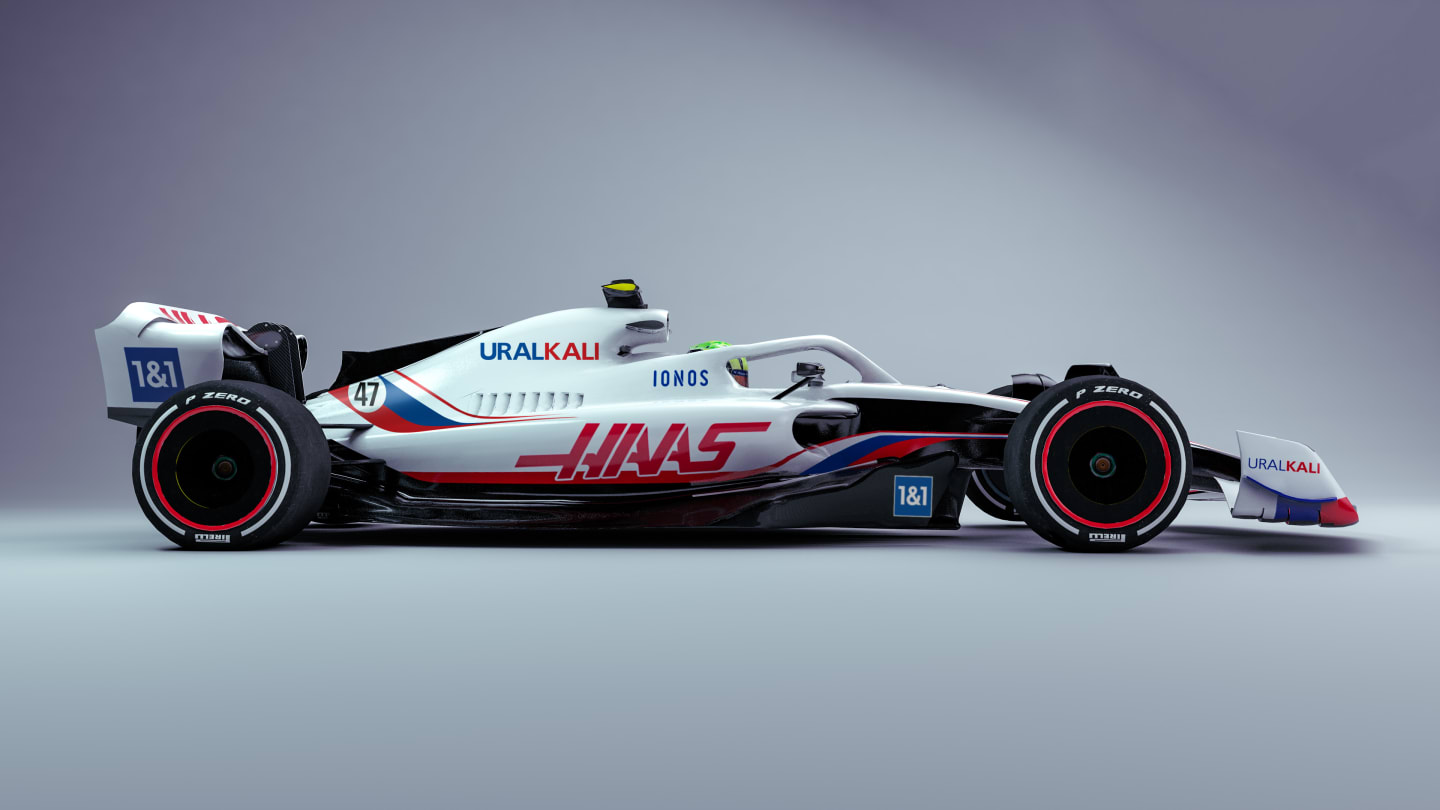 This is the sidepod shape of the generic 2022 F1 showcar, adorned in Haas' 2021 livery