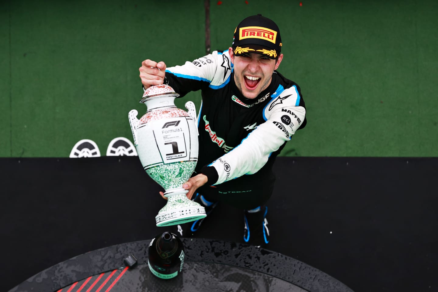 BUDAPEST, HUNGARY - AUGUST 01: Race winner Esteban Ocon of France and Alpine F1 Team celebrates on