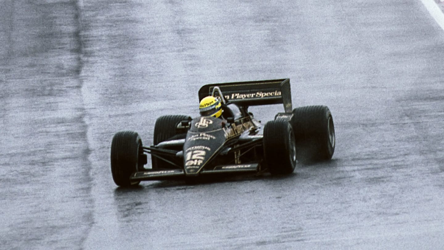 Ayrton Senna, Lotus-Renault 97T, Grand Prix of Portugal, Estoril, 21 April 1985. (Photo by