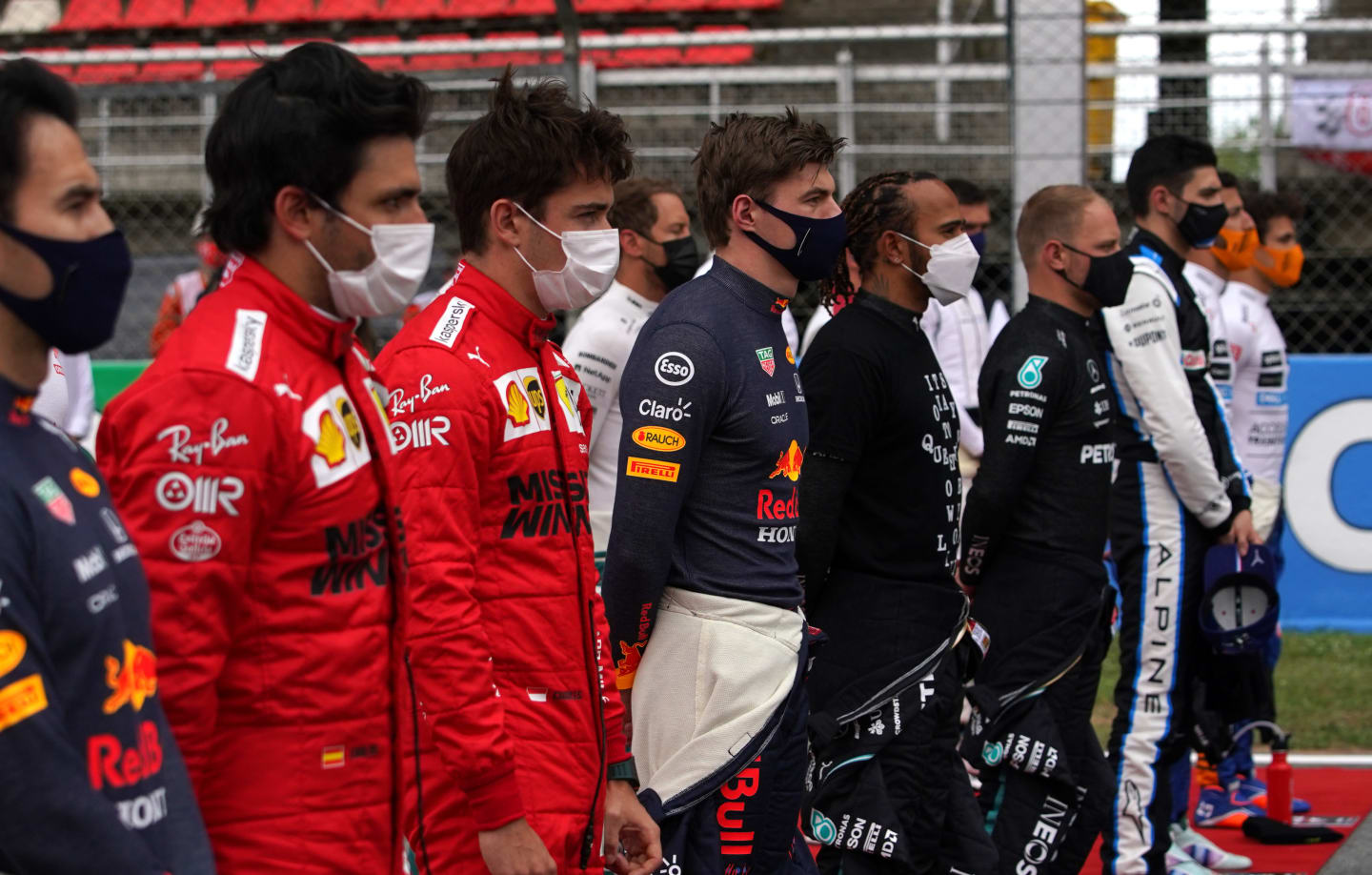 BARCELONA, SPAIN - MAY 09: Max Verstappen of Netherlands and Red Bull Racing and the F1 drivers