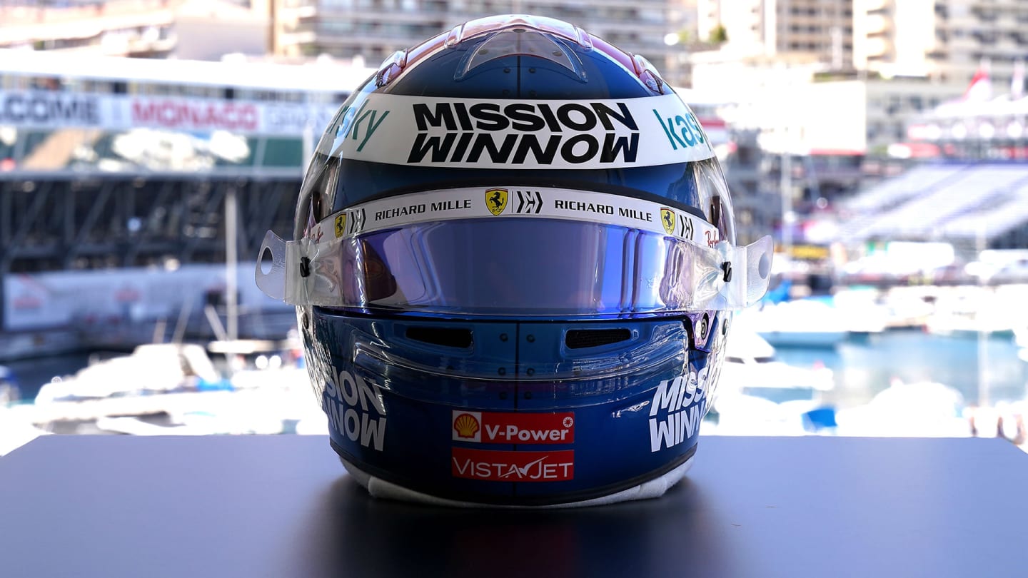 Charles Leclerc's Monaco 2021 helmet, front view