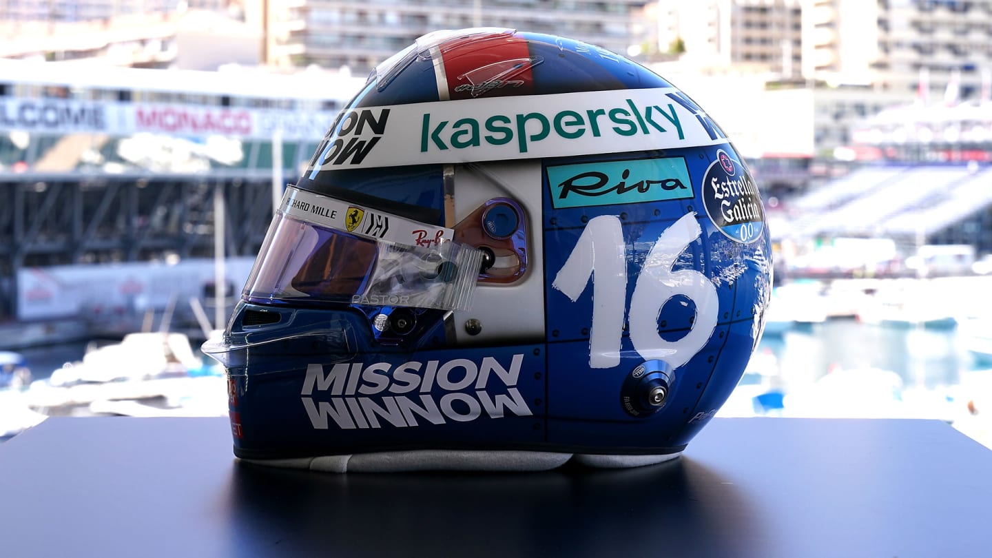 Charles Leclerc's 2021 Monaco helmet in tribute to Louis Chiron