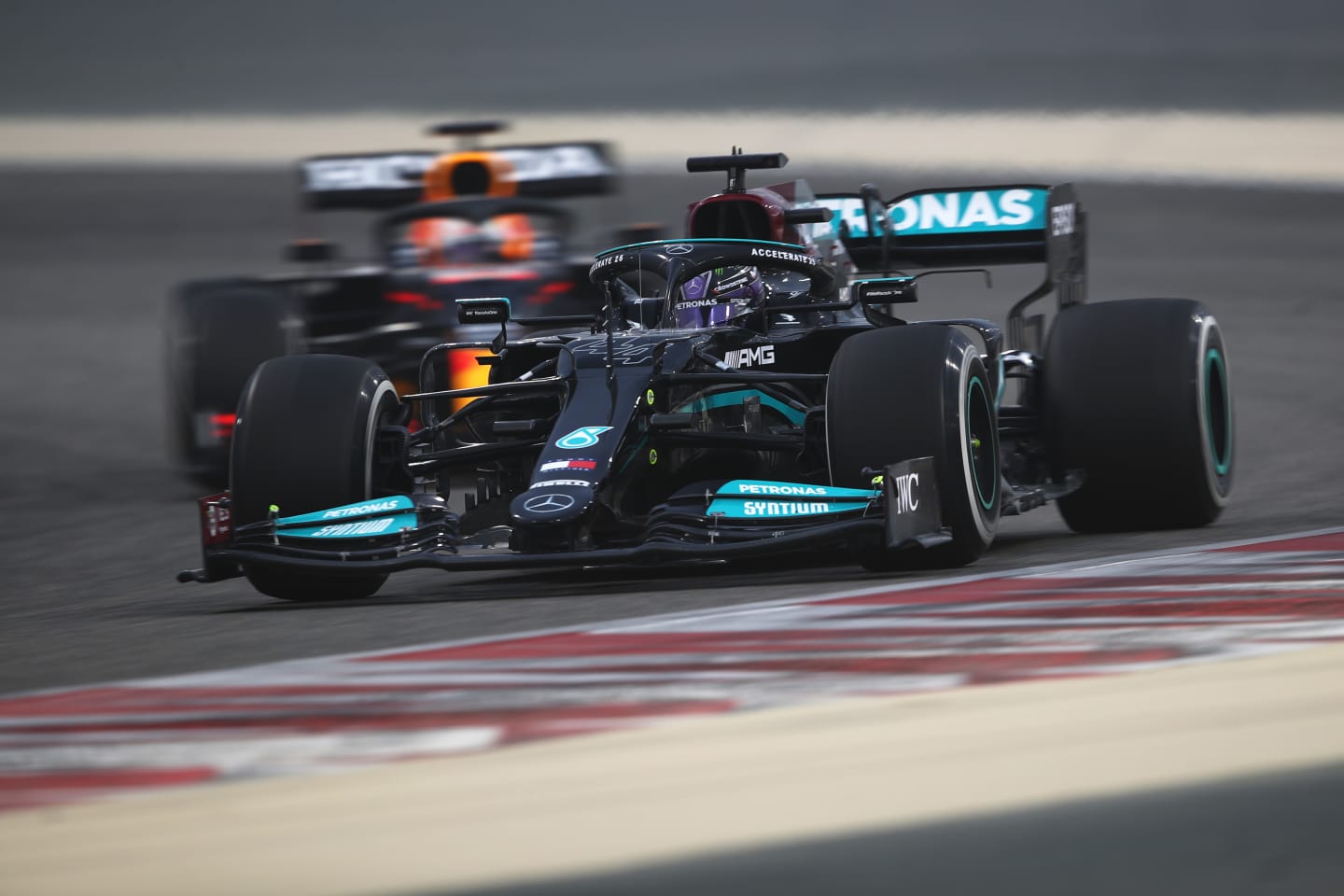 BAHRAIN, BAHRAIN - MARCH 12: Lewis Hamilton of Great Britain driving the (44) Mercedes AMG Petronas