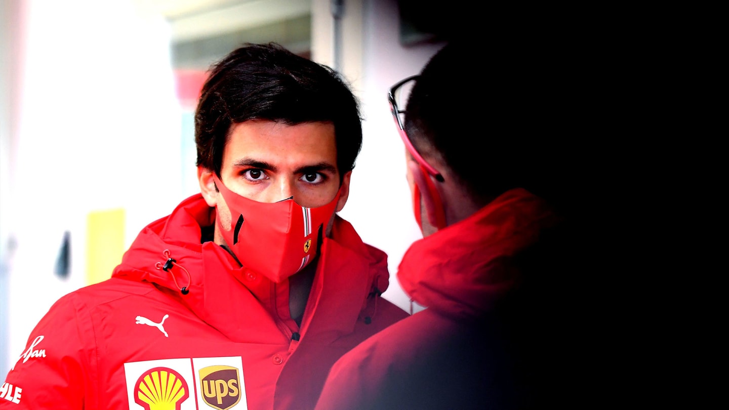 Carlos Sainz was on hand to watch Leclerc's progress, ahead of his Ferrari debut