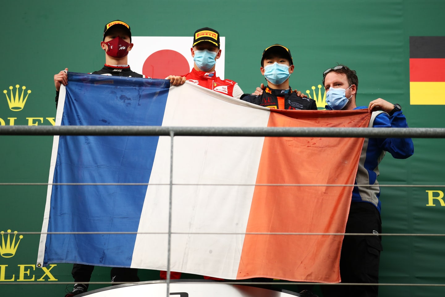 SPA, BELGIUM - AUGUST 29: Race winner Yuki Tsunoda of Japan and Carlin, second placed Nikita