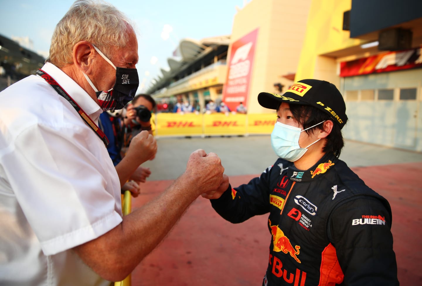 BAHRAIN, BAHRAIN - DECEMBER 05: Red Bull Racing Team Consultant Dr Helmut Marko, Carlin team boss