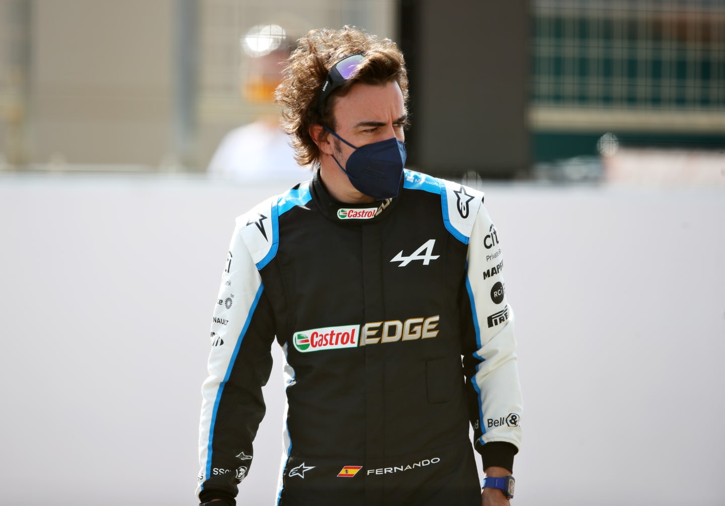 BAHRAIN, BAHRAIN - MARCH 12: Fernando Alonso of Spain and Alpine F1 Team looks on from the grid