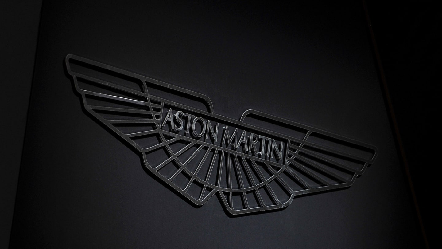 GENEVA, SWITZERLAND - MARCH 03:  An Aston Martin logo is shown during the 85th International Motor