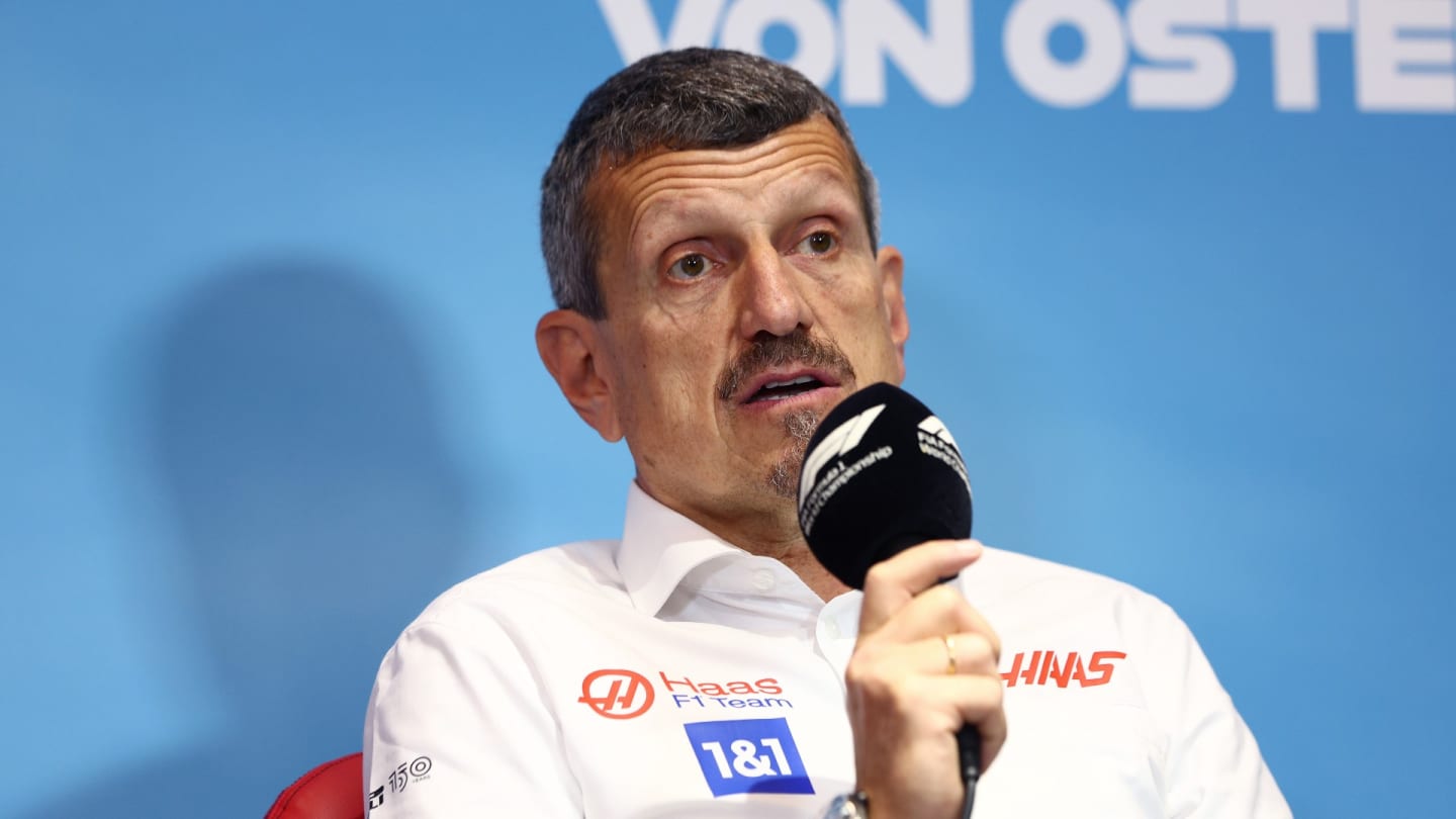 Haas F1 Team Principal Guenther Steiner talks in the Team Principals Press Conference prior to practice ahead of the F1 Grand Prix of Austria at Red Bull Ring on July 09, 2022 in Spielberg, Austria. (Photo by Clive Rose/Getty Images)
