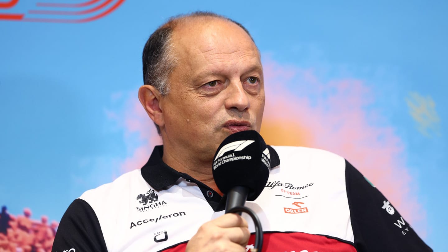 Alfa Romeo Racing Team Principal Frederic Vasseur attends the Team Principals Press Conference prior to practice ahead of the F1 Grand Prix of Austria at Red Bull Ring on July 09, 2022 in Spielberg, Austria. (Photo by Clive Rose/Getty Images)