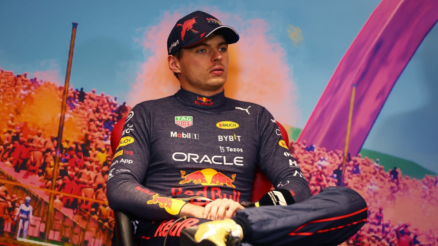  Second placed Max Verstappen of the Netherlands and Oracle Red Bull Racing attends the press conference after the F1 Grand Prix of Austria at Red Bull Ring on July 10, 2022 in Spielberg, Austria. (Photo by Lars Baron/Getty Images)