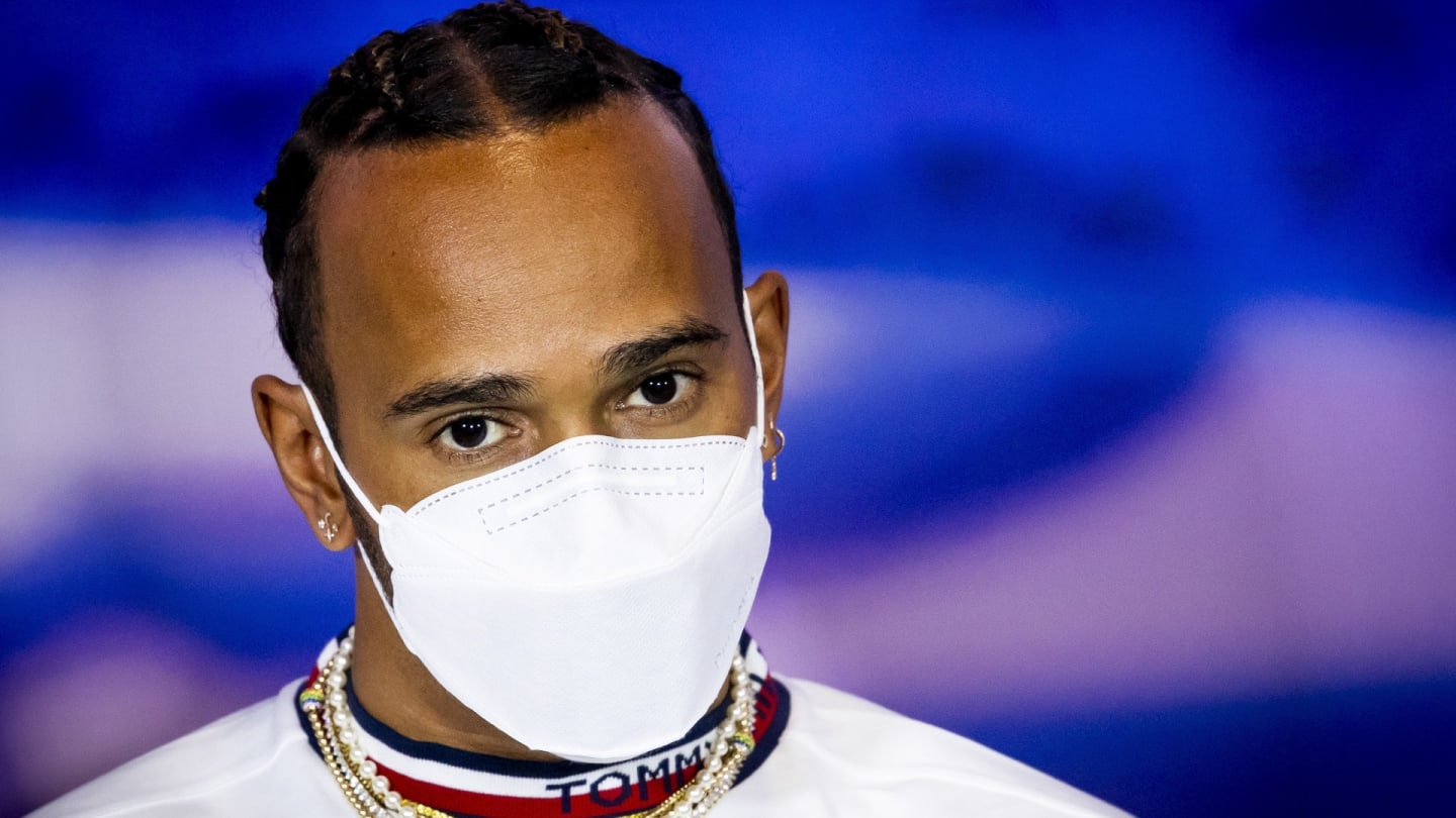 Lewis Hamilton (Mercedes) during a press conference at the Silverstone circuit ahead of the Great Britain Grand Prix. REMKO DE WAAL (Photo by ANP via Getty Images) 