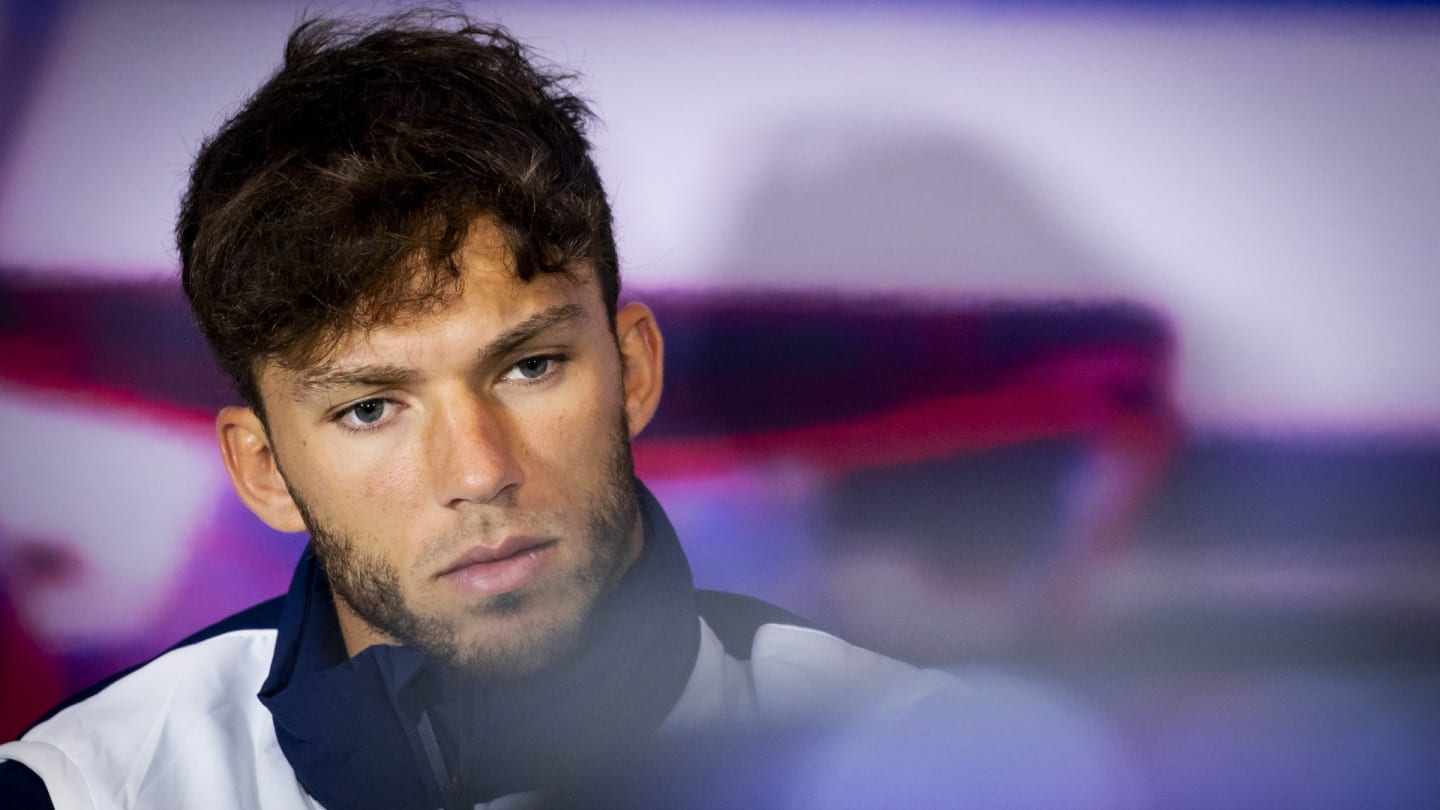 Pierre Gasly (AlphaTauri) during a press conference at the Silverstone circuit ahead of the Great Britain Grand Prix. REMKO DE WAAL (Photo by ANP via Getty Images)