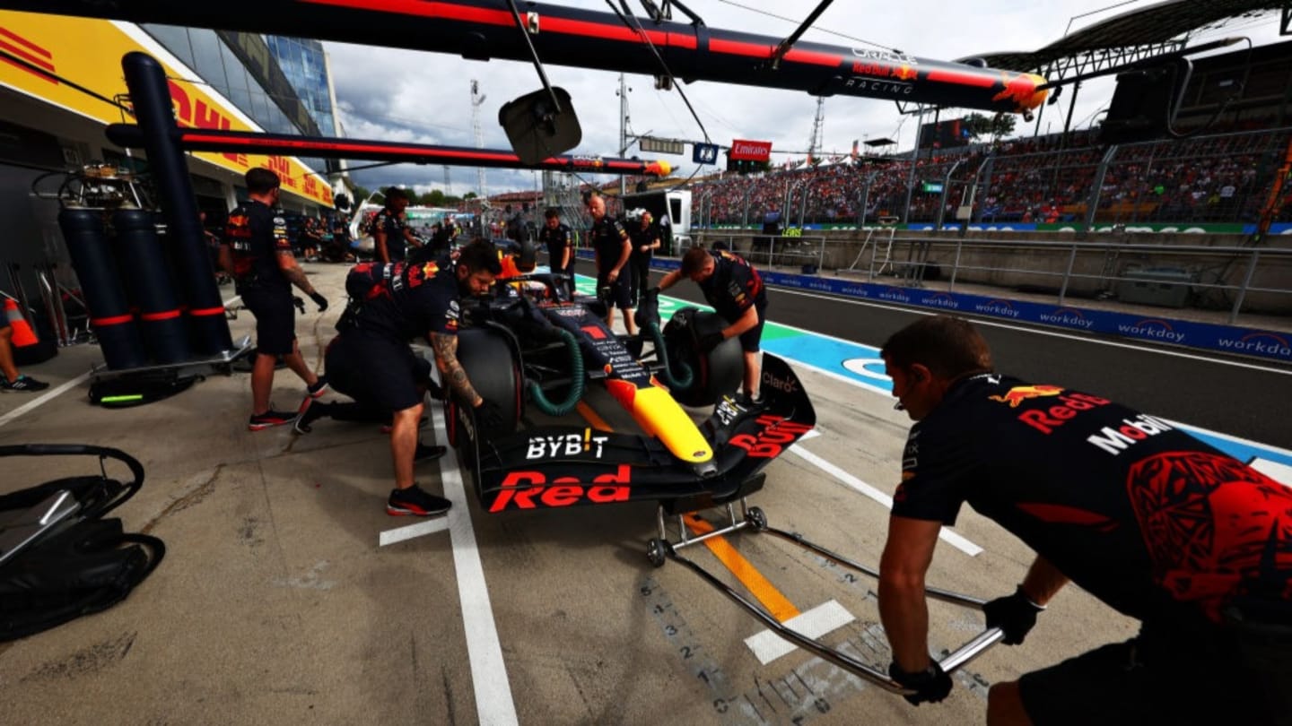 BUDAPEST, HUNGARY - JULY 30: Max Verstappen of the Netherlands driving the (1) Oracle Red Bull