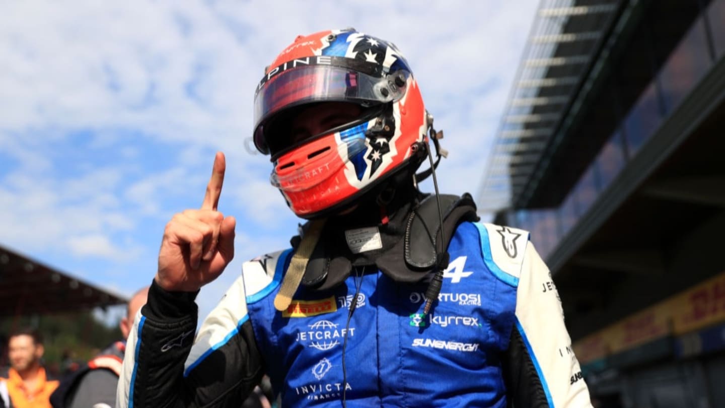 SPA, BELGIUM - AUGUST 28: Race winner Jack Doohan of Australia and Virtuosi Racing (3) celebrates