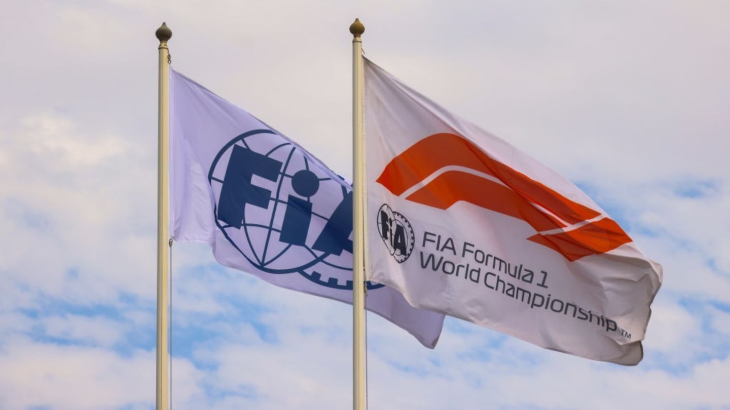 FIA flags are seen during Formula 1 Abu Dhabi Grand Prix 2022 at Yas Marina Circuit on November 20,