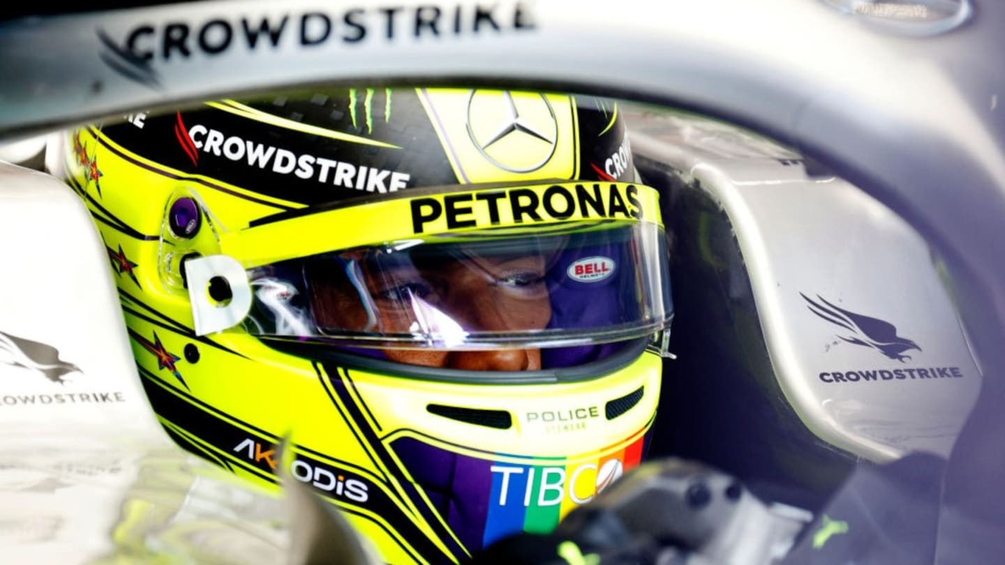 SAO PAULO, BRAZIL - NOVEMBER 11: Lewis Hamilton of Great Britain and Mercedes prepares to drive in