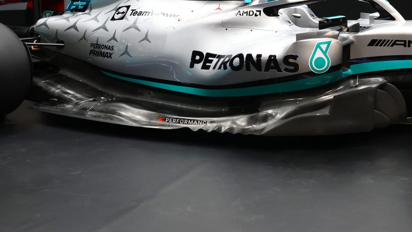 Mercedes have opted for a huge outer floor channel on their W13