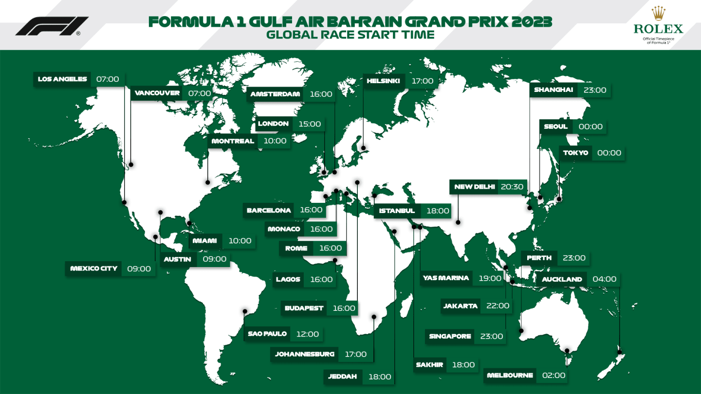 Race start times for the 2023 Bahrain Grand Prix