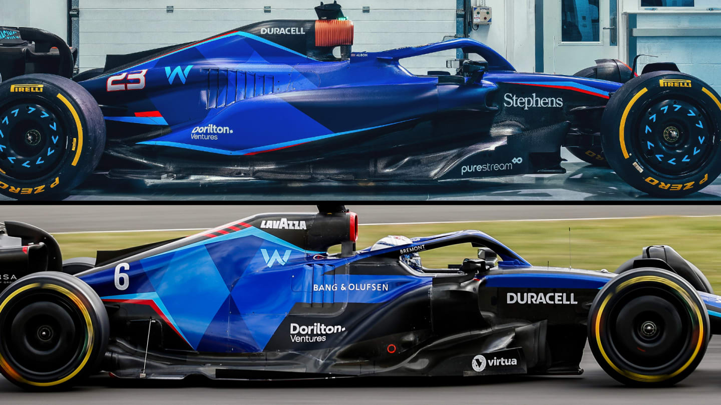 Comparison between Williams FW44 (bottom) and FW45 (top)