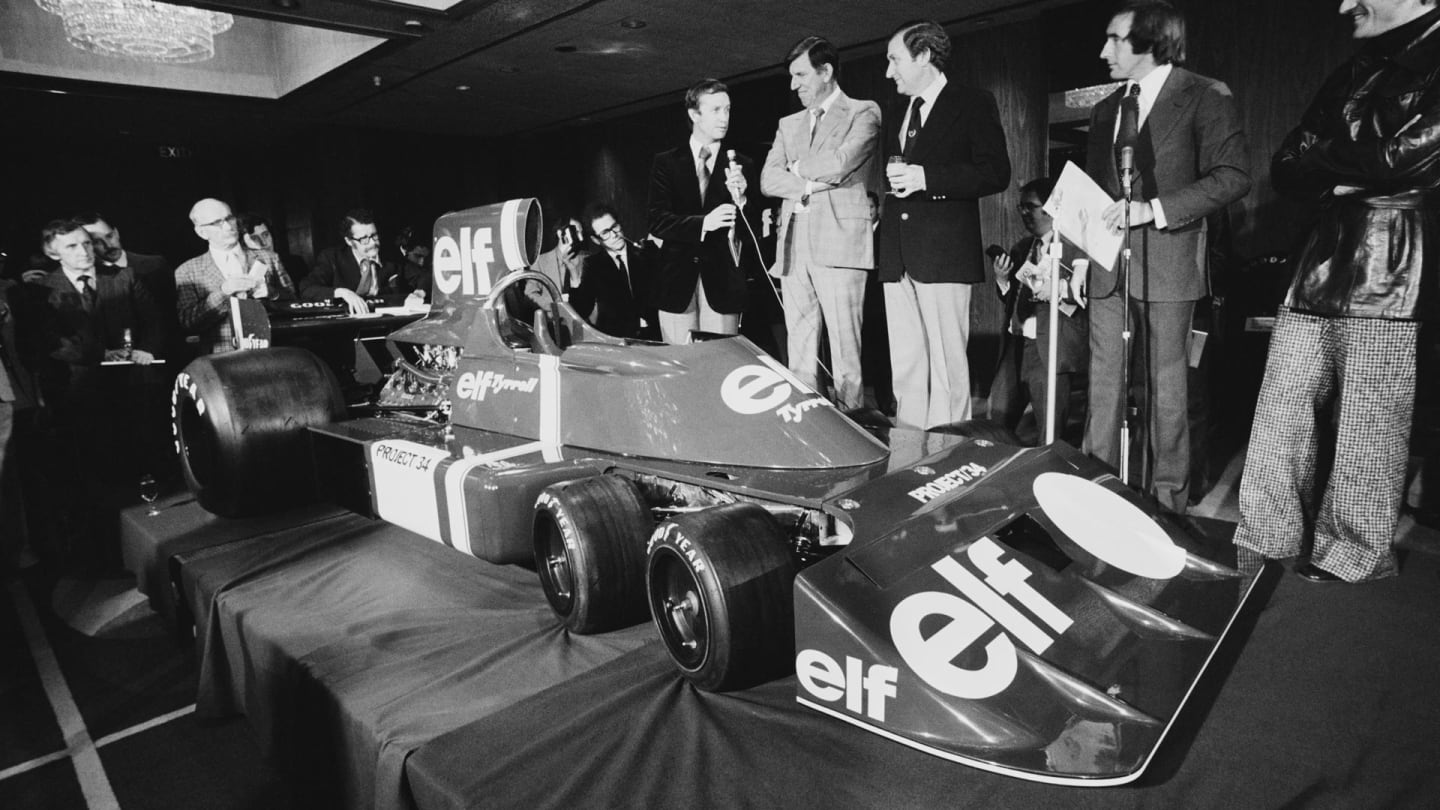 The Tyrrell P34 was unveiled at the Heathrow Hotel to stunned onlookers