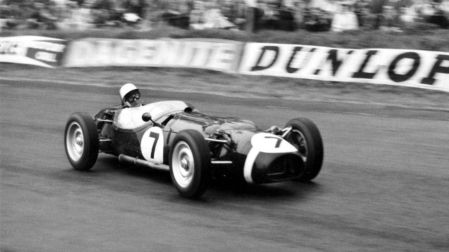 Stirling Moss driving the Ferguson P99 at Oulton Park, 1961