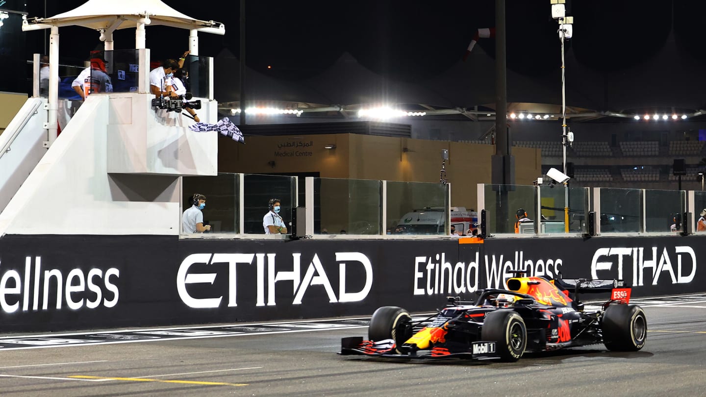 ABU DHABI, UNITED ARAB EMIRATES - DECEMBER 13: Race winner Max Verstappen of the Netherlands