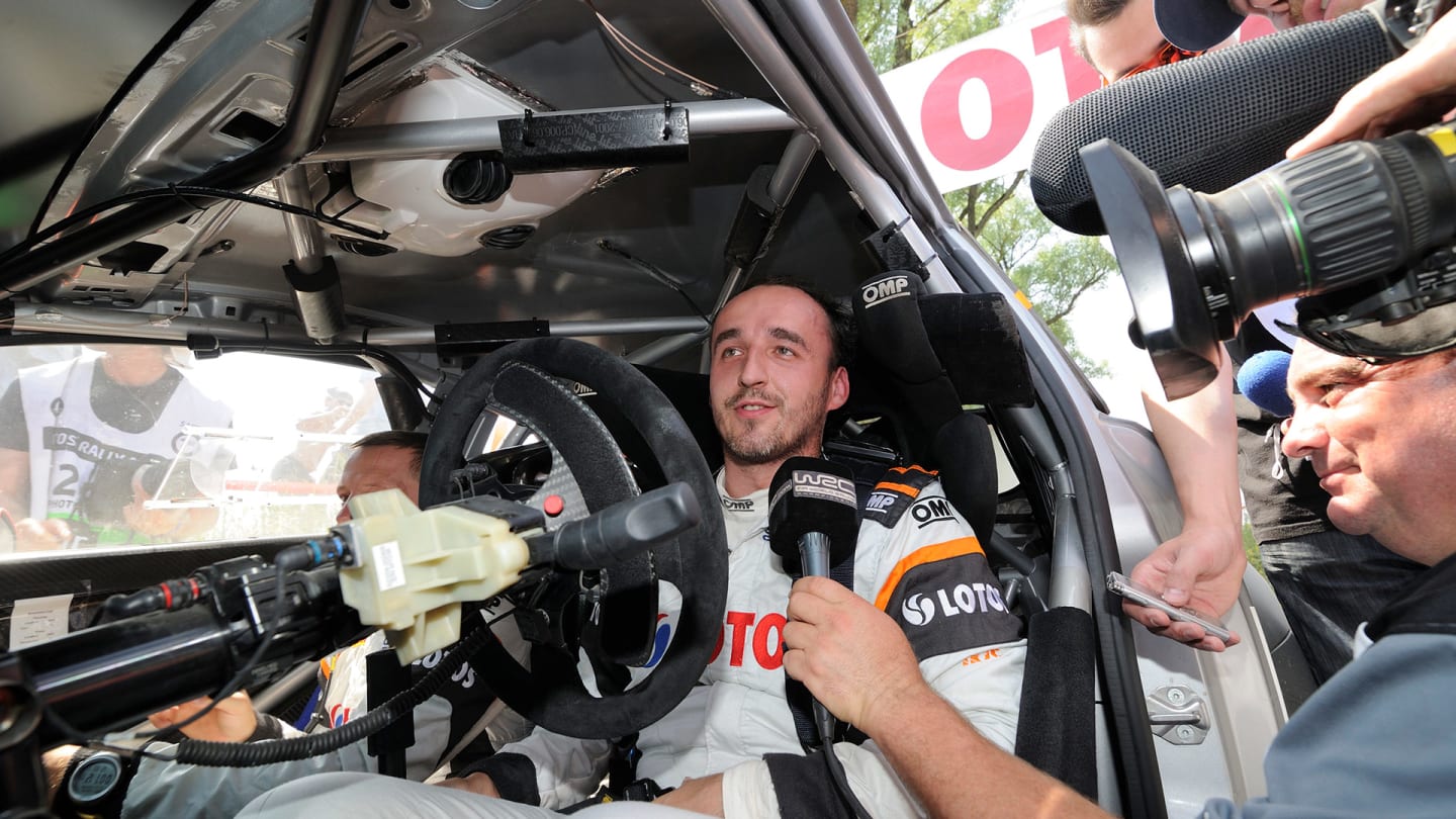 MIKOLAJKI, POLAND - JULY 05: Robert Kubica of Poland and Maciej Szczepaniak of Poland compete in