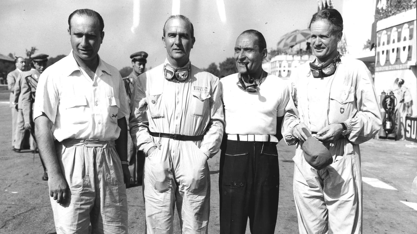 1950 Italian Grand Prix.
Monza, Italy.
1-3 September 1950.
The Alfa Romeo team before the start.
