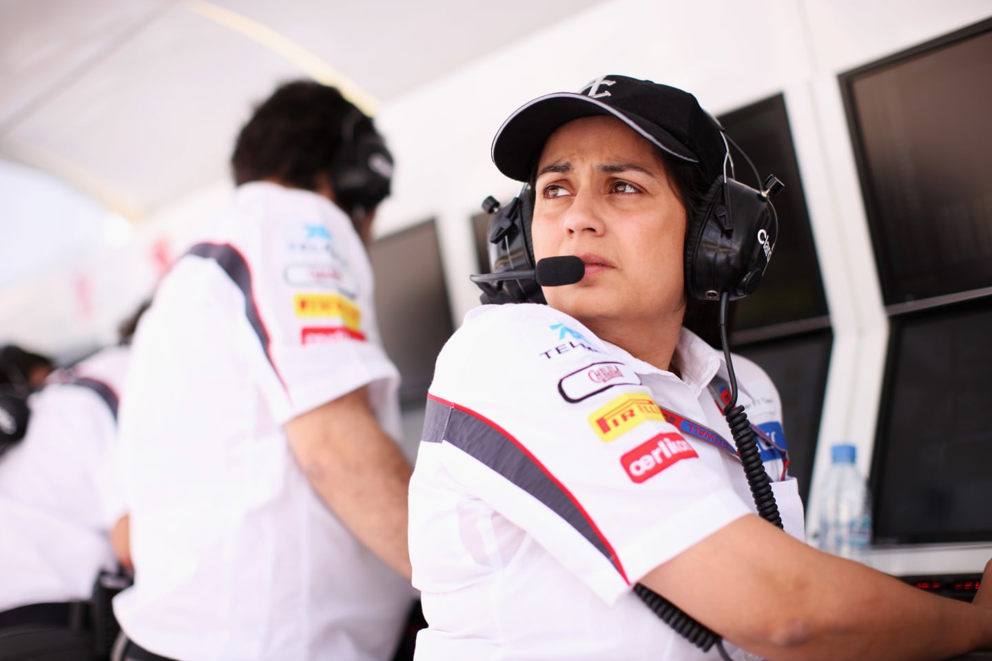 SAKHIR, BAHRAIN - APRIL 21:  Sauber F1 Chief Executive Monisha Kaltenborn is seen on the pitwall