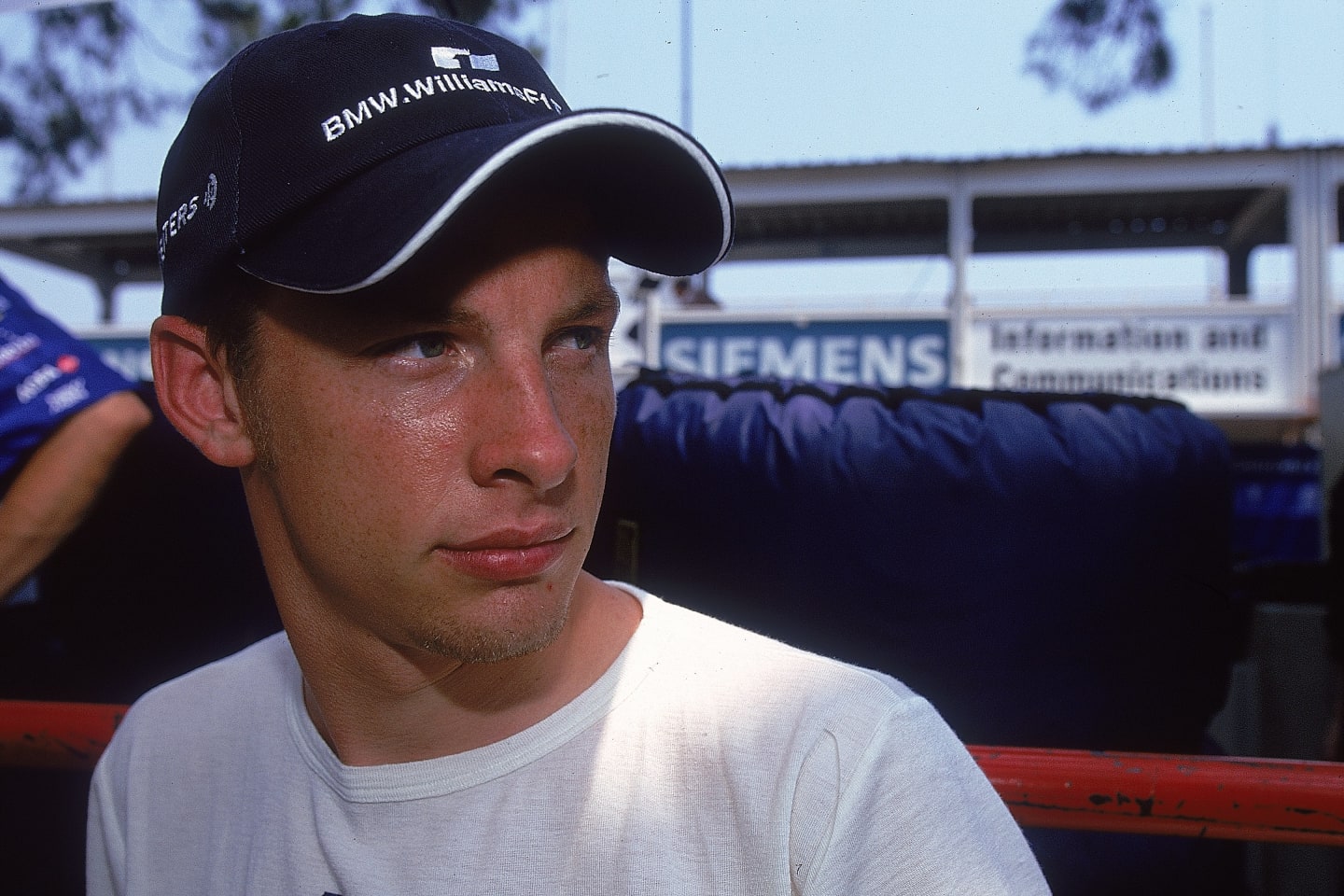 4 Jun 2000:  Jenson Button of Great Britain and Williams-BMW in the garage during the Formula One