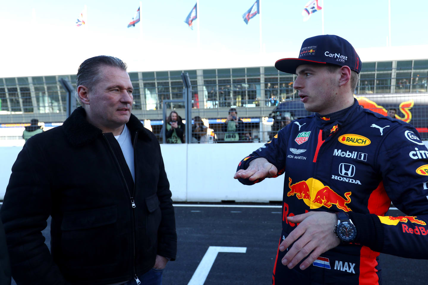 ZANDVOORT, NETHERLANDS - MARCH 04:  Max Verstappen of Red Bull Racing is pictured speaking to his