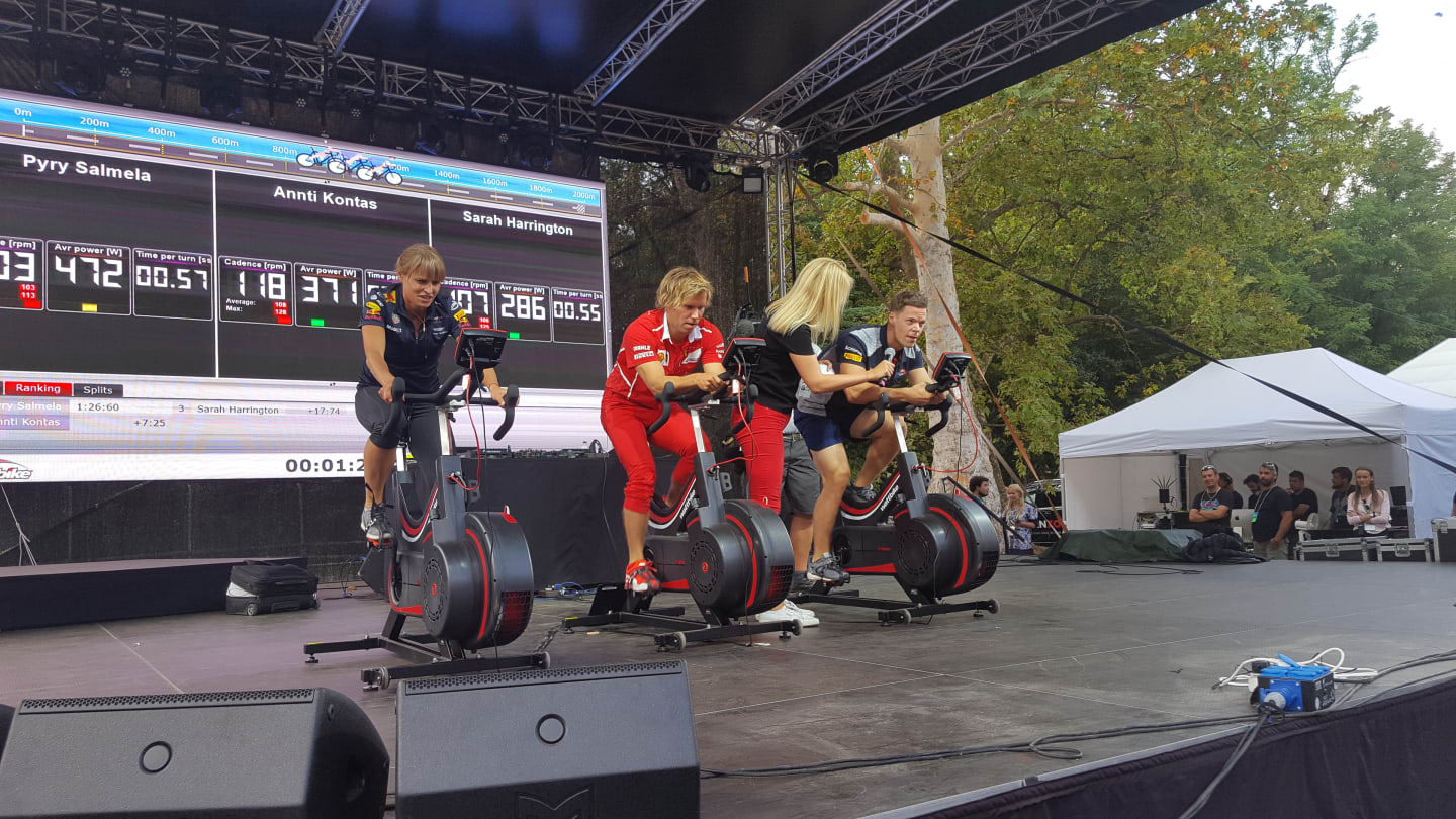 F1 Fanzone: Three of F1's top personal trainers discuss what it takes to train like an F1 driver... whilst racing on bikes! © FOWC Ltd