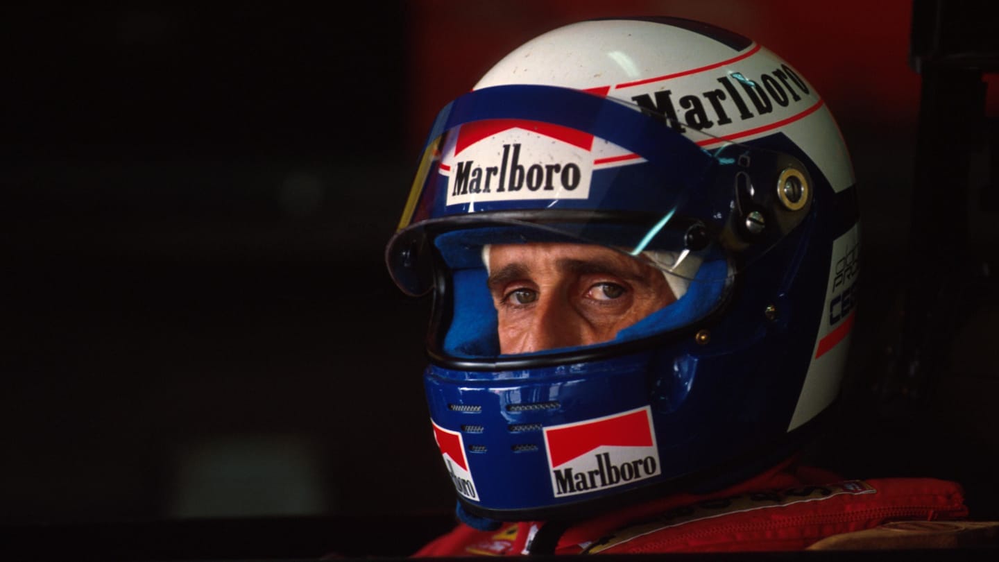 Winner Alain Prost (FRA) Ferrari 641 sits in his car during qualifying.
Mexican GP, Mexico City, 24