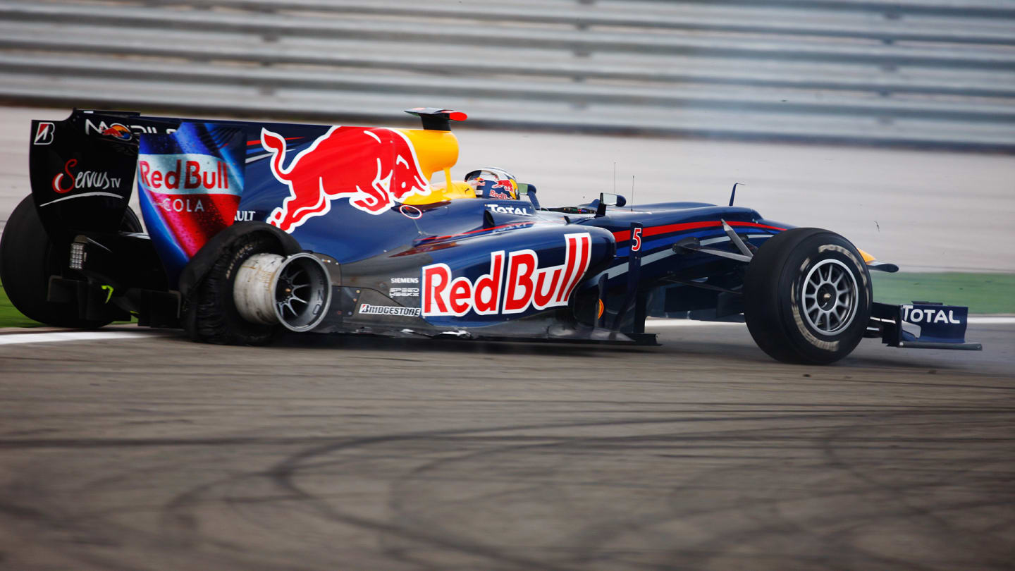 ISTANBUL, TURKEY - MAY 30: Sebastian Vettel of Germany and Red Bull Racing crashes out after
