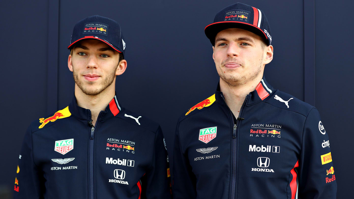 SHANGHAI, CHINA - APRIL 11: Max Verstappen of Netherlands and Red Bull Racing and Pierre Gasly of